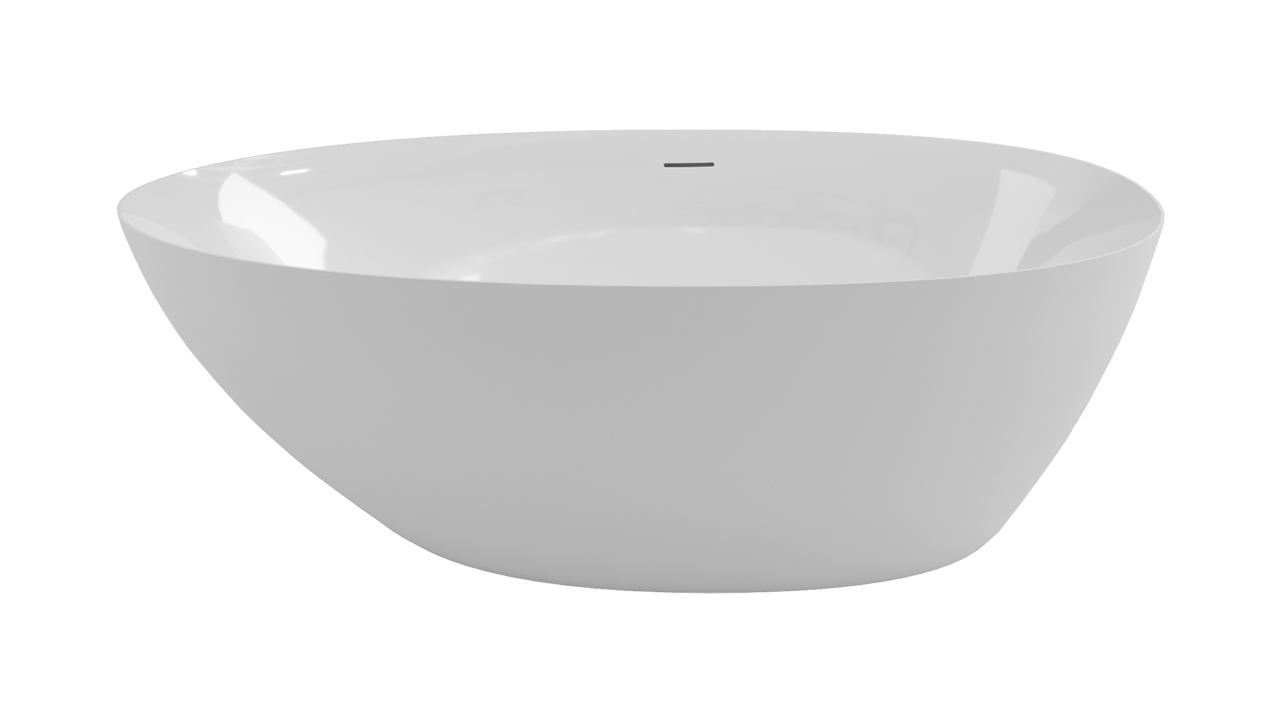 Luca Varess Uovia Ovale Freistehende Badewanne: 170 x 85 cm, Acryl, Weiß glänzend