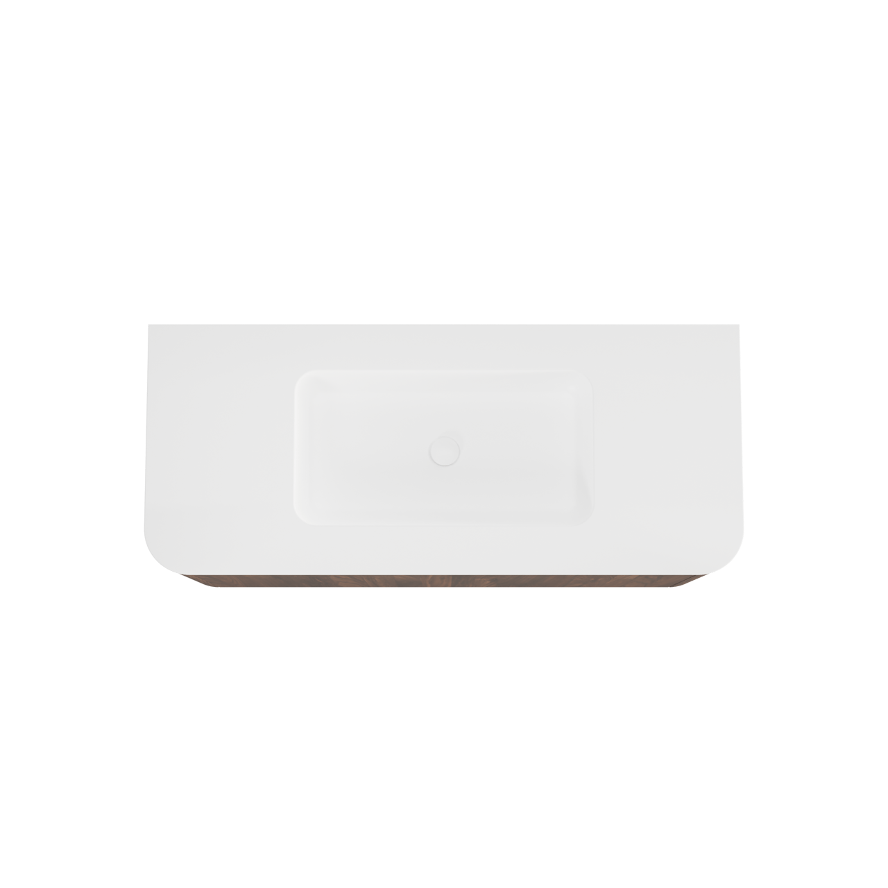 Balmani Moon hängendes Möbelstück Set: 130 x 55 cm, Amerikanischer Nussbaum, mit Moon Einzelwaschtisch, Solid Surface Weiß matt