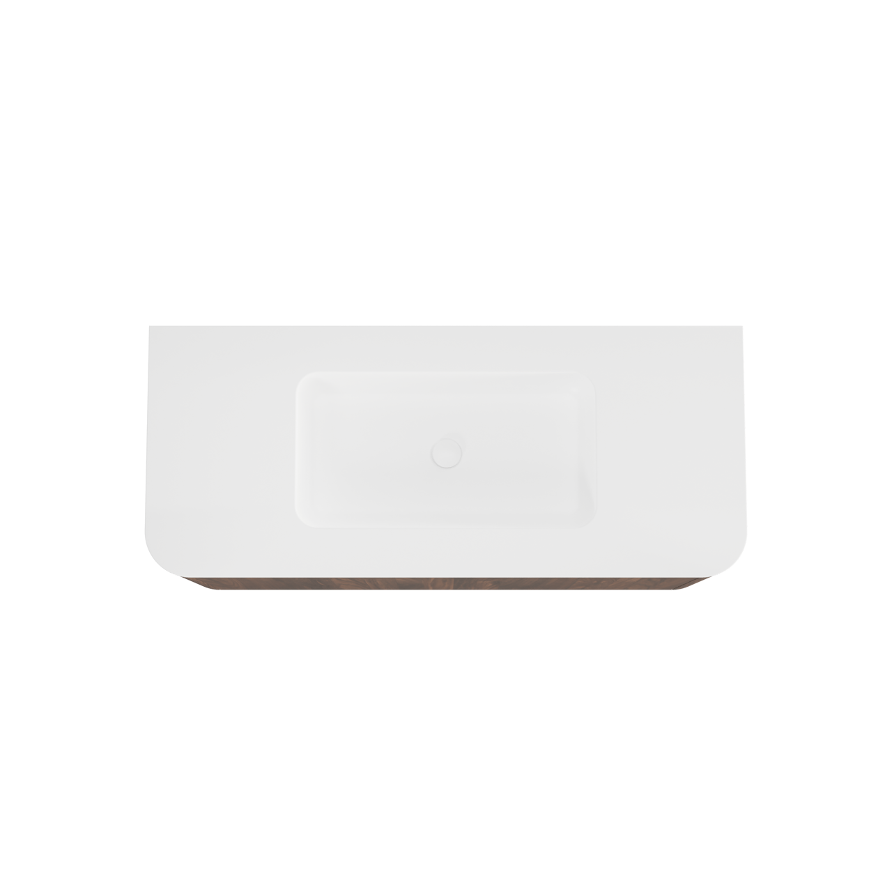 Balmani Moon zwevend badkamermeubel 130 x 55 cm amerikaanse notelaar met Moon enkele wastafel in solid surface mat wit