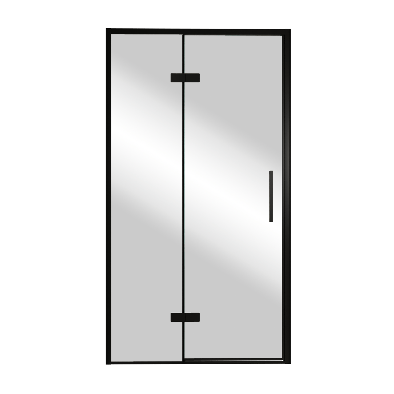 Balmani Senses Design porte pivotante à gauche 120 cm x 210 cm verre Miroir Reflex, Profil noir, coating inclus