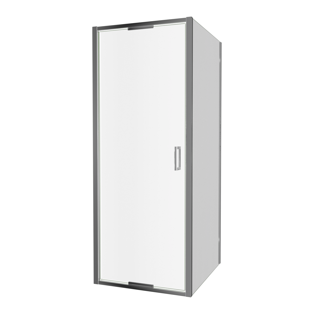 Luca Varess Vidor In Eckdusche: Drehtür und fixierte, Seitenwand, 80 x 90 cm, Klarglas, Chrom Profil, glänzend