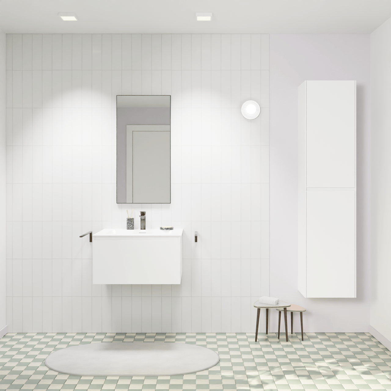 Storke Edge zwevend badmeubel 65 x 52 cm mat wit met Mata enkele wastafel in solid surface mat wit