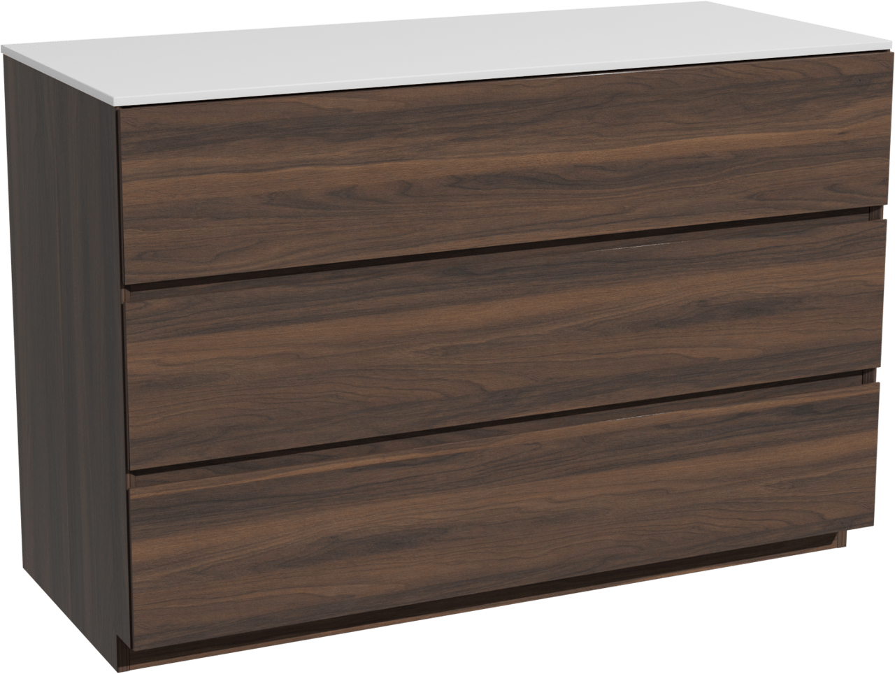 Storke Edge staand badkamermeubel 120 x 52 cm notelaar met Tavola enkel of dubbel tablet in solid surface mat wit