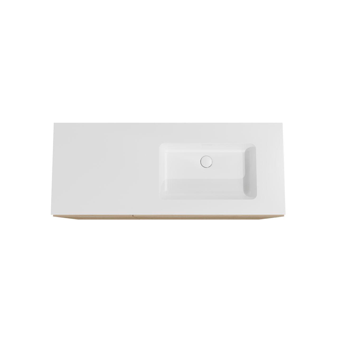 Storke Edge freistehendes Möbelstück Set: 130 x 52 cm, Rohe Eiche, mit Mata Waschtisch rechts, Solid Surface Weiß matt