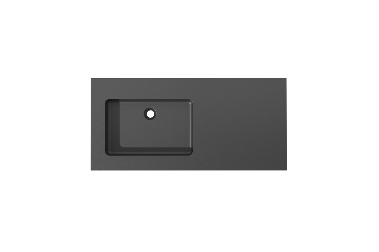 Storke Scuro vasque asymétrique gauche quartz mat 110 x 52 cm combinaison armoire 45 cm