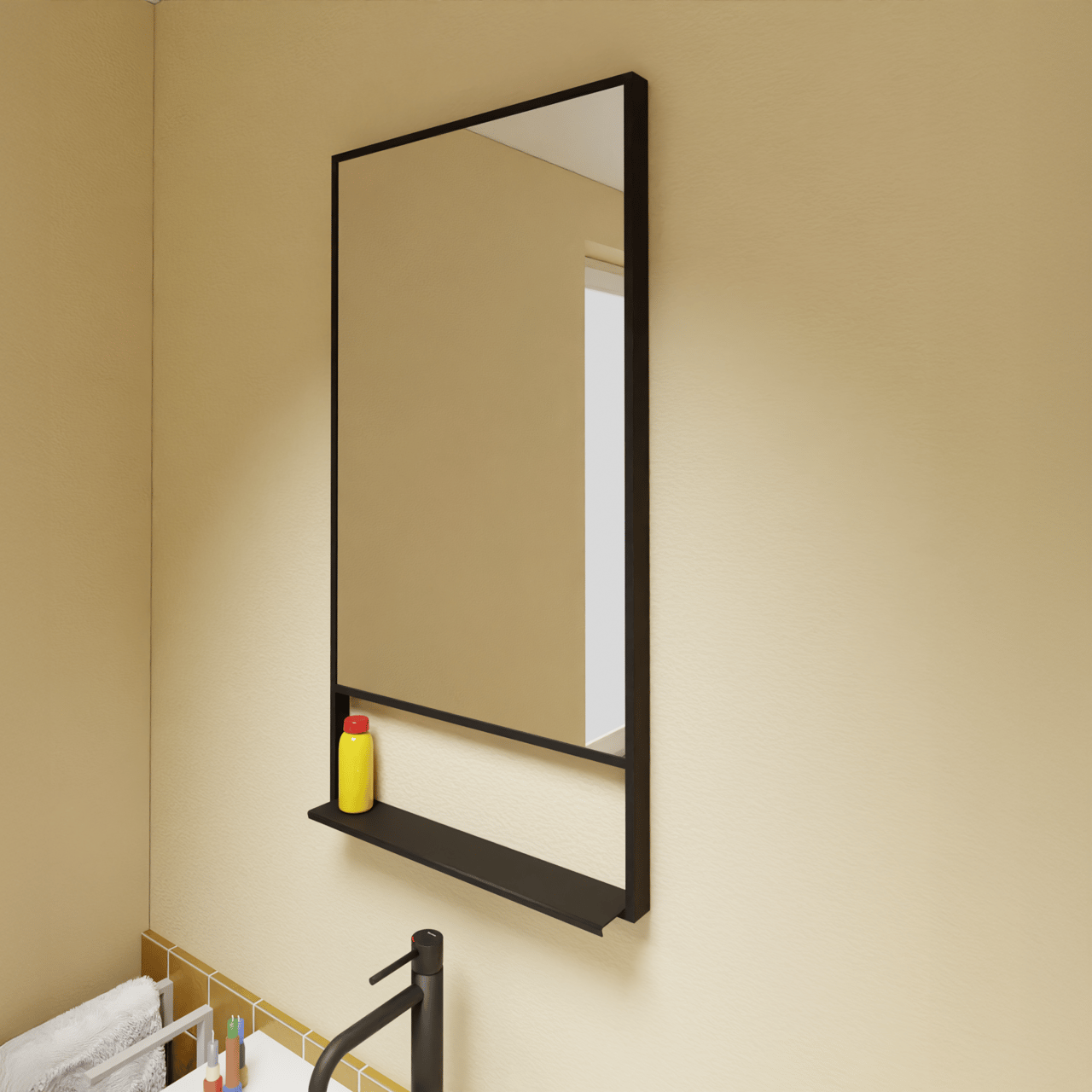 Luca Varess Bridge miroir rectangulaire noir 45 x 85 cm