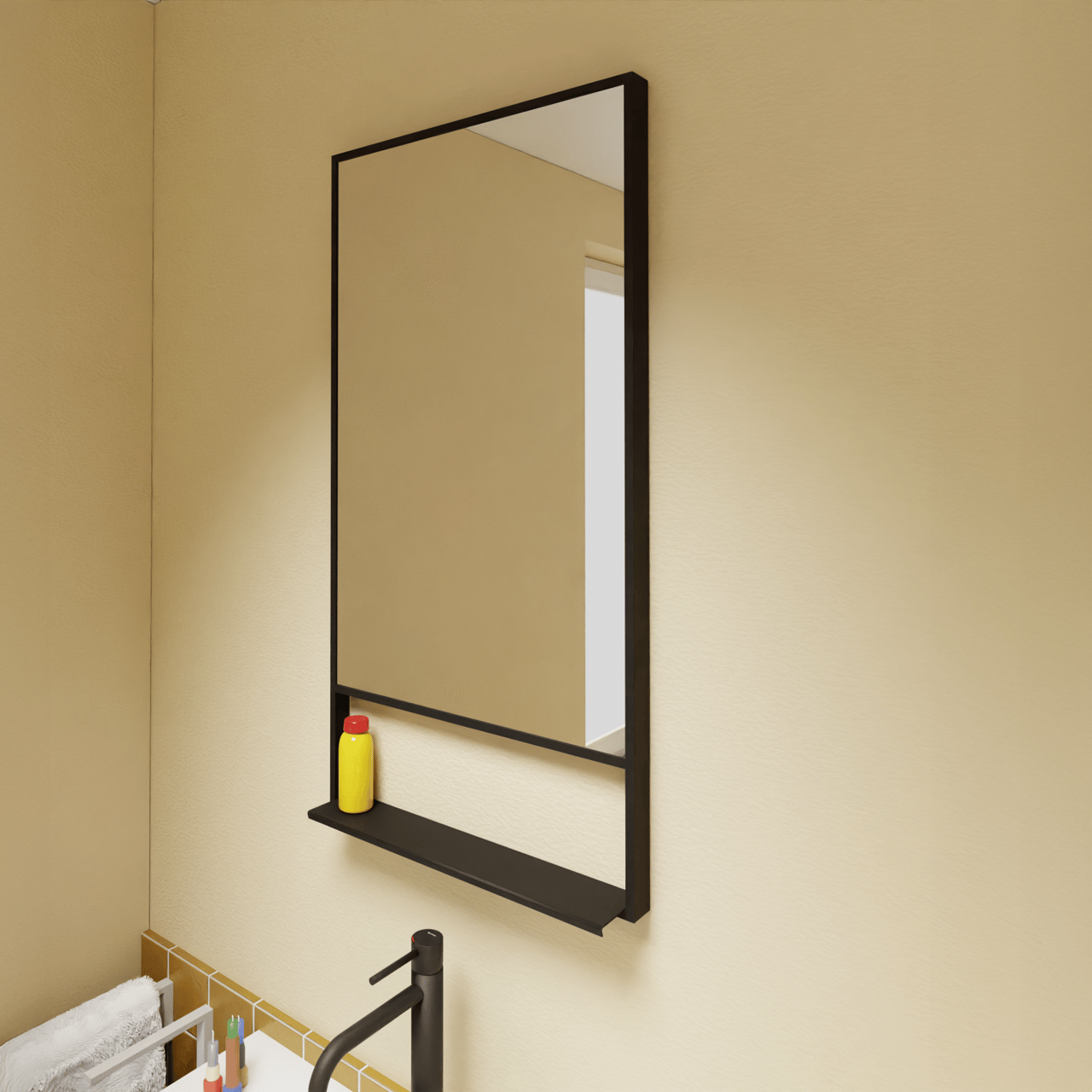 Luca Varess Bridge miroir rectangulaire noir 45 x 85 cm