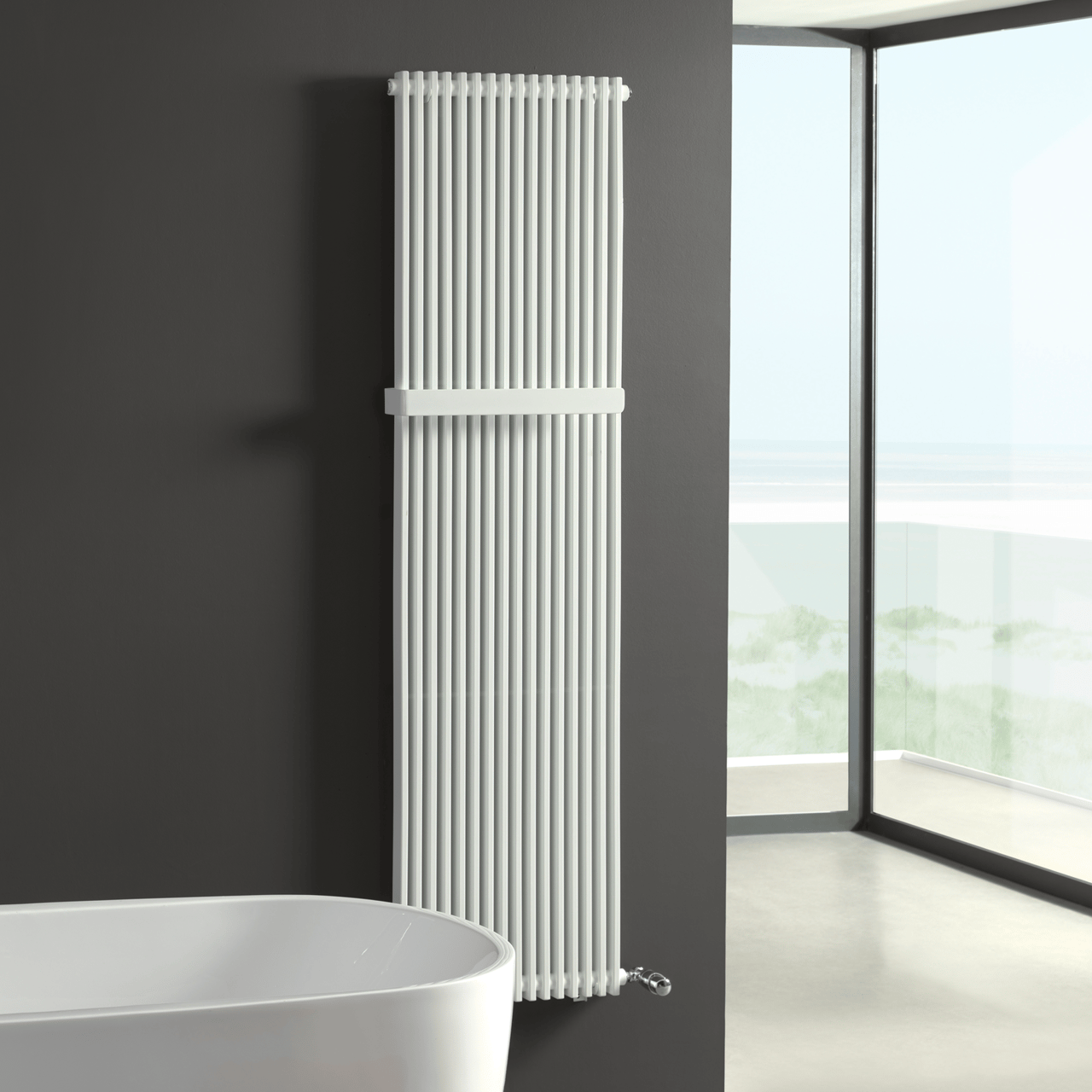 Vipera Corrason radiateur de salle de bains simple 40 x 180 cm chauffage central blanc brillant raccordement latéral 1.339W