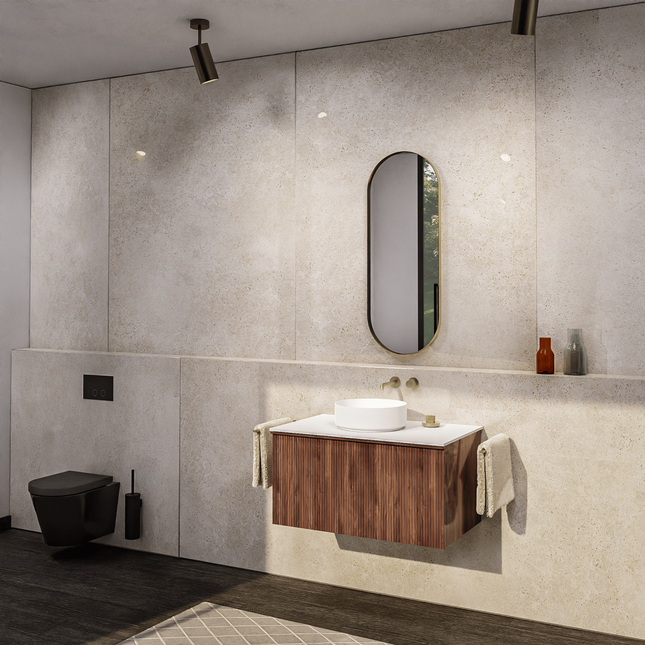 Balmani Giro Oval miroir ovale Brushed Champagne Gold 42 x 110 cm