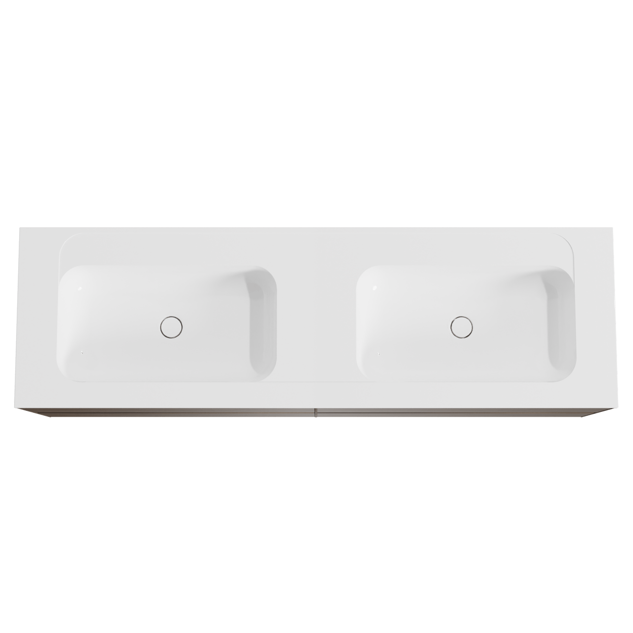 Balmani Mitra meuble salle de bains suspendu 180 x 55 cm noyer américain avec Tablo Strada double vasque en marbre composite blanc brillant