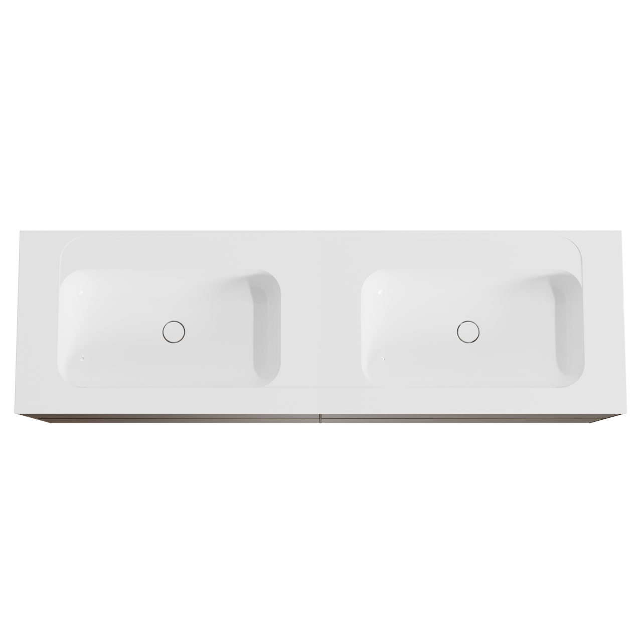 Balmani Mitra meuble salle de bains suspendu 180 x 55 cm noyer américain avec Tablo Strada double vasque en marbre composite blanc brillant