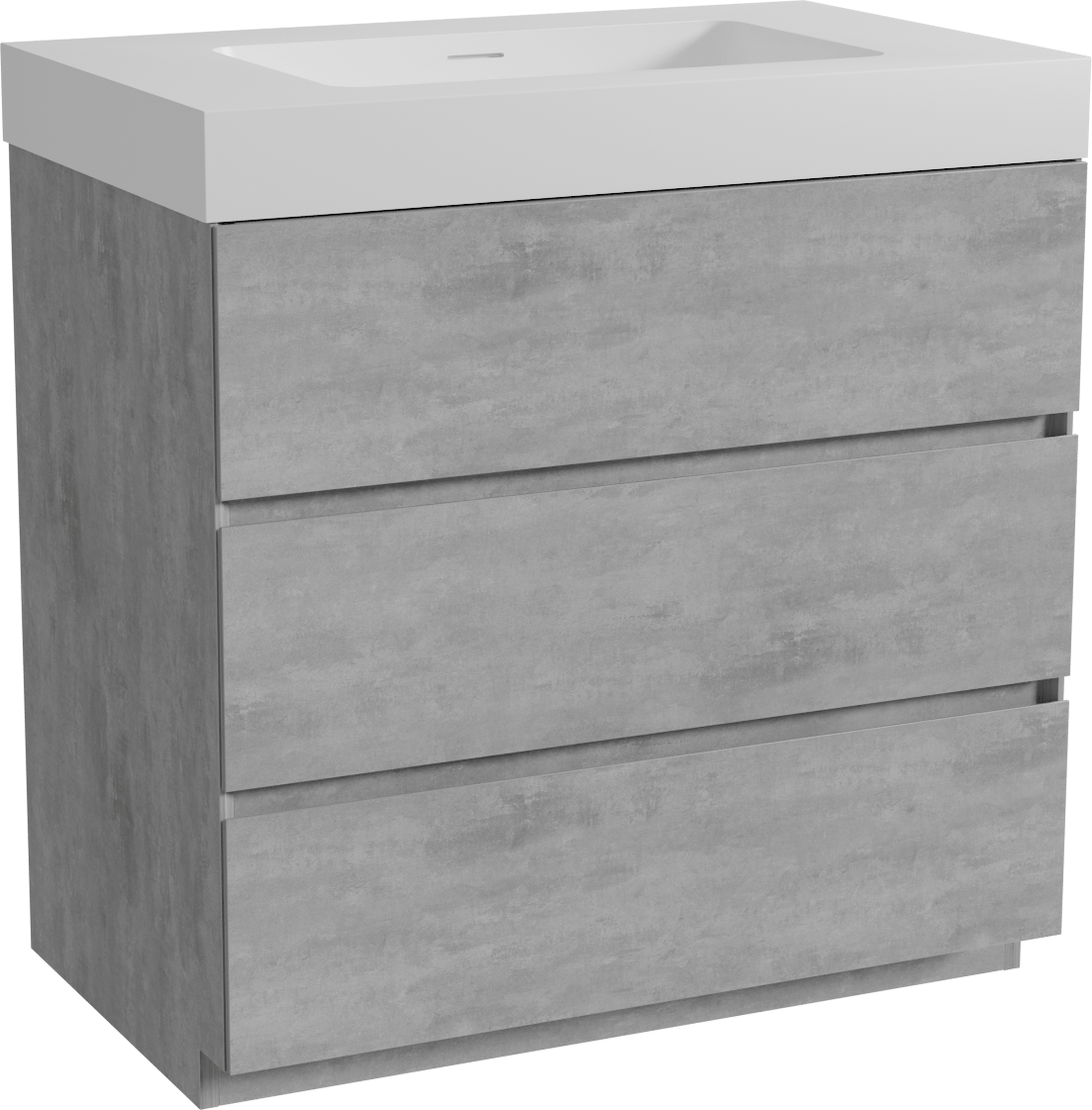 Storke Edge staand badmeubel 85 x 52 cm beton donkergrijs met Mata High enkele wastafel in solid surface mat wit