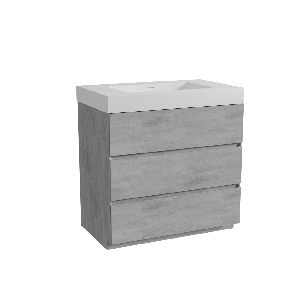 Storke Edge freistehendes Möbelstück Set: 85 x 52 cm, Beton dunkelgrau, mit Mata High Einzelwaschtisch, Solid Surface Weiß matt