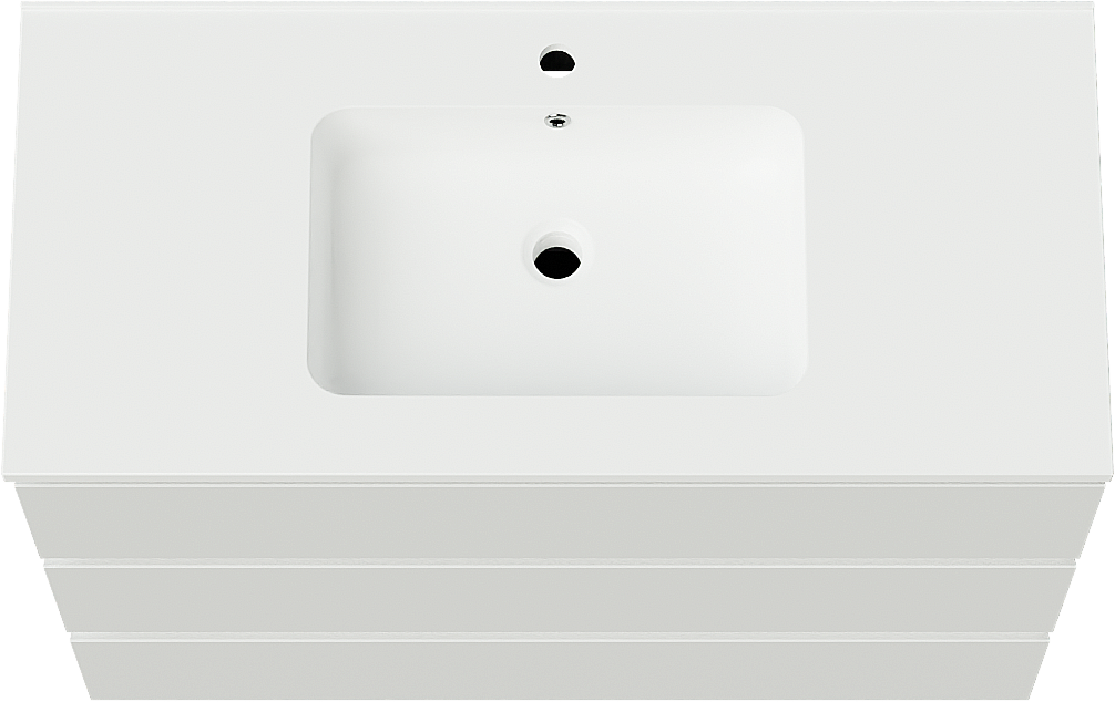 Linie Lado freistehendes Möbelstück Set: 100 x 46 cm, Weiß glänzend, mit Vano Einzelwaschtisch, Marmorkomposit Weiß matt