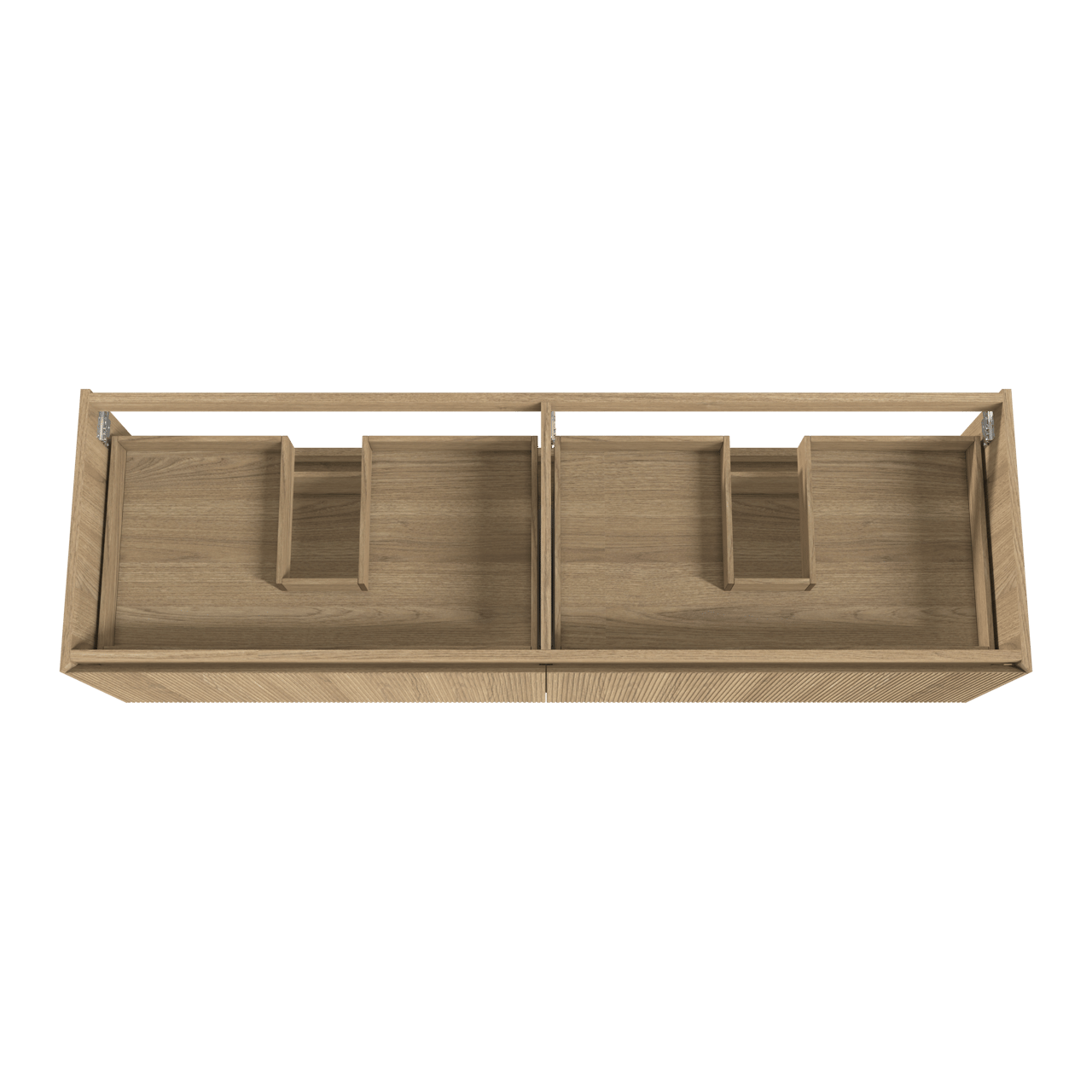 Balmani Fila hängender Waschbeckenunterschrank: 180 x 55 cm, Eiche Natur, Furnierholz, 4 Schubladen