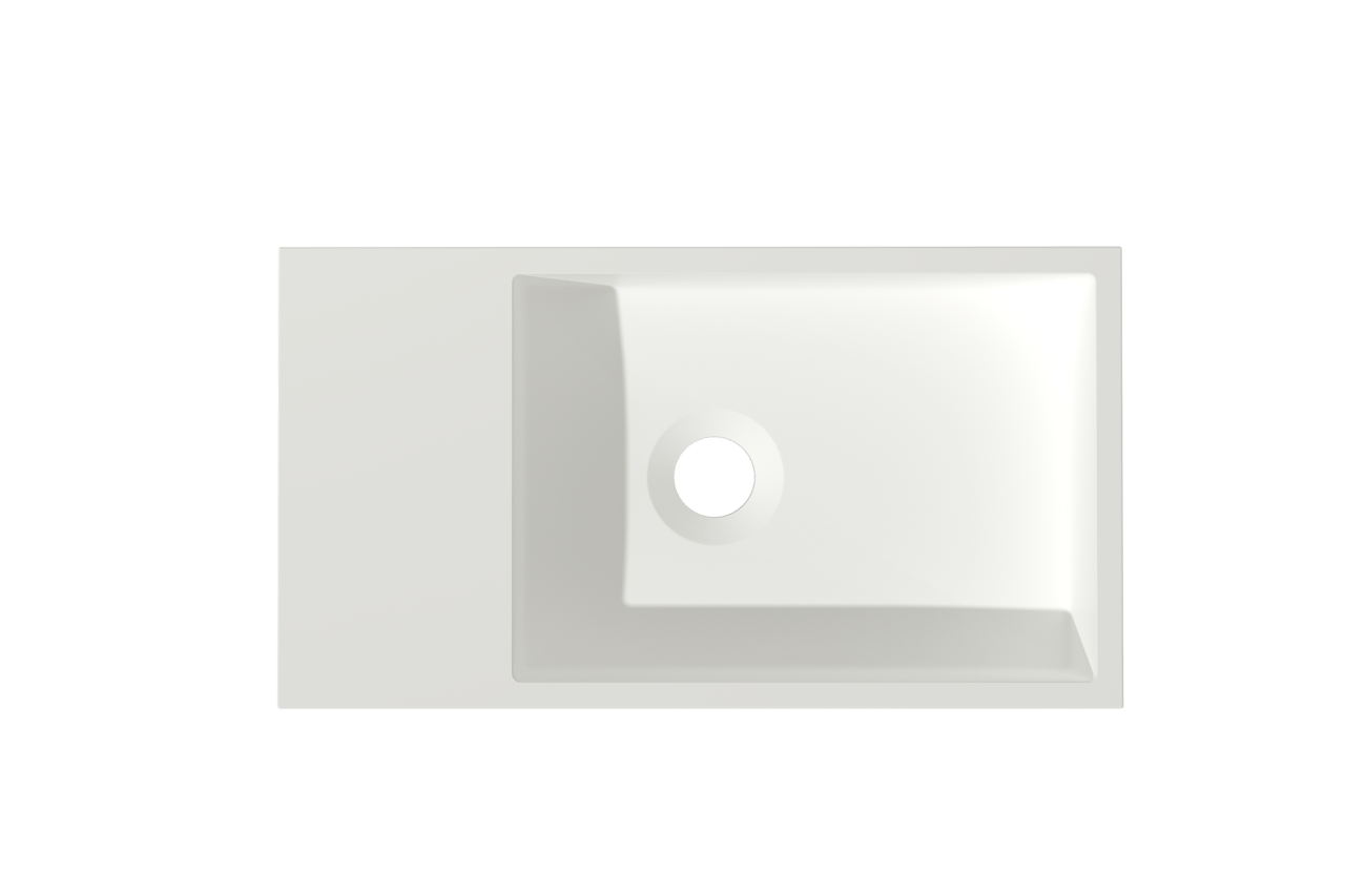 Storke Edge hängendes Badmöbel Set (Gäste WC): 40 x 22 cm, Weiß matt, Fada Waschtisch, Solid Surface, matt