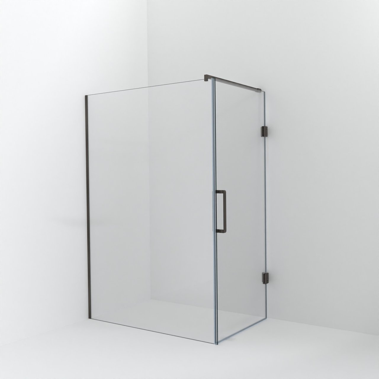 Balmani Modular douche à l'italienne avec porte: 140 x 200 cm avec porte 90 cm, Verre extra transparent avec coating, Profil Brushed GunMetal