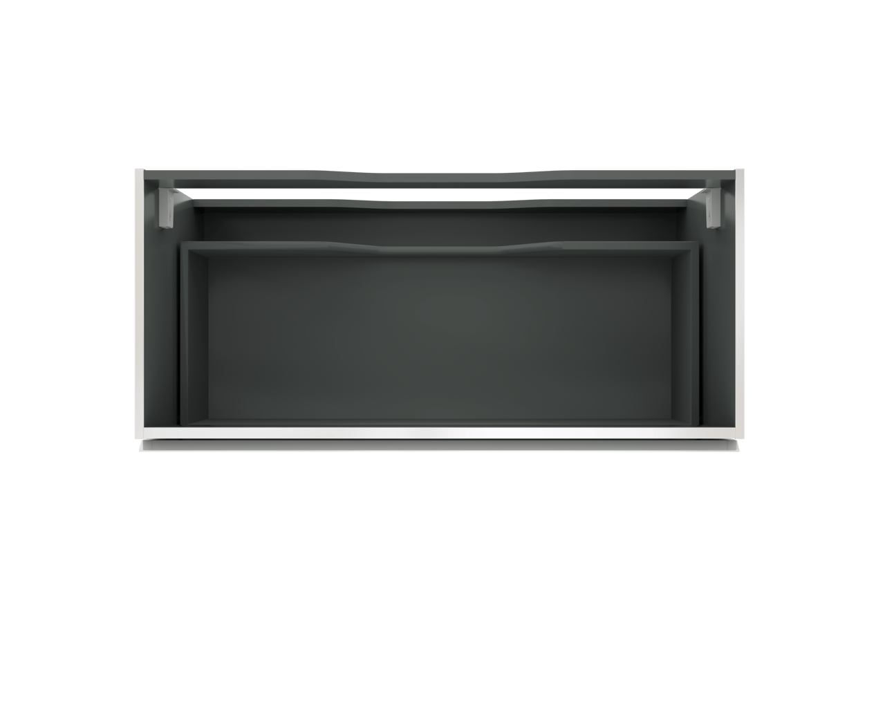 Linie Lado zwevend badkamermeubel 100 x 46 cm glanzend wit met Lado enkel of dubbel tablet in melamine leisteen grijs