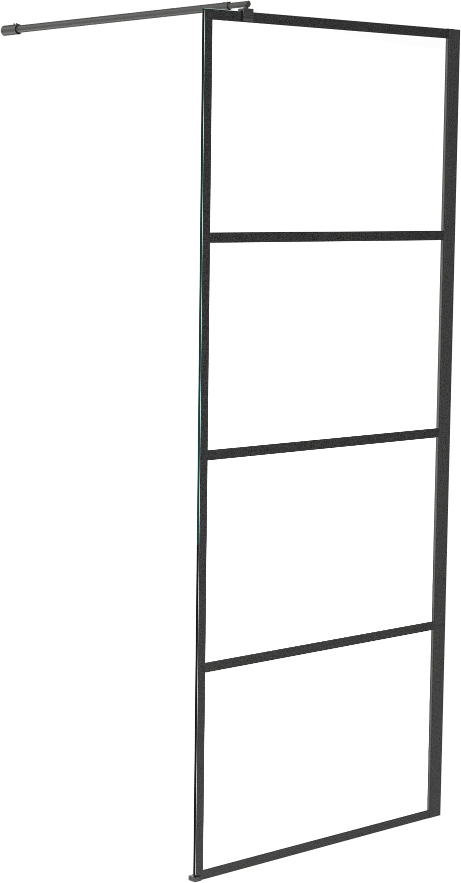 Linie Walk-In inloopdouche 90 x 200 cm stripes glas mat zwart profiel