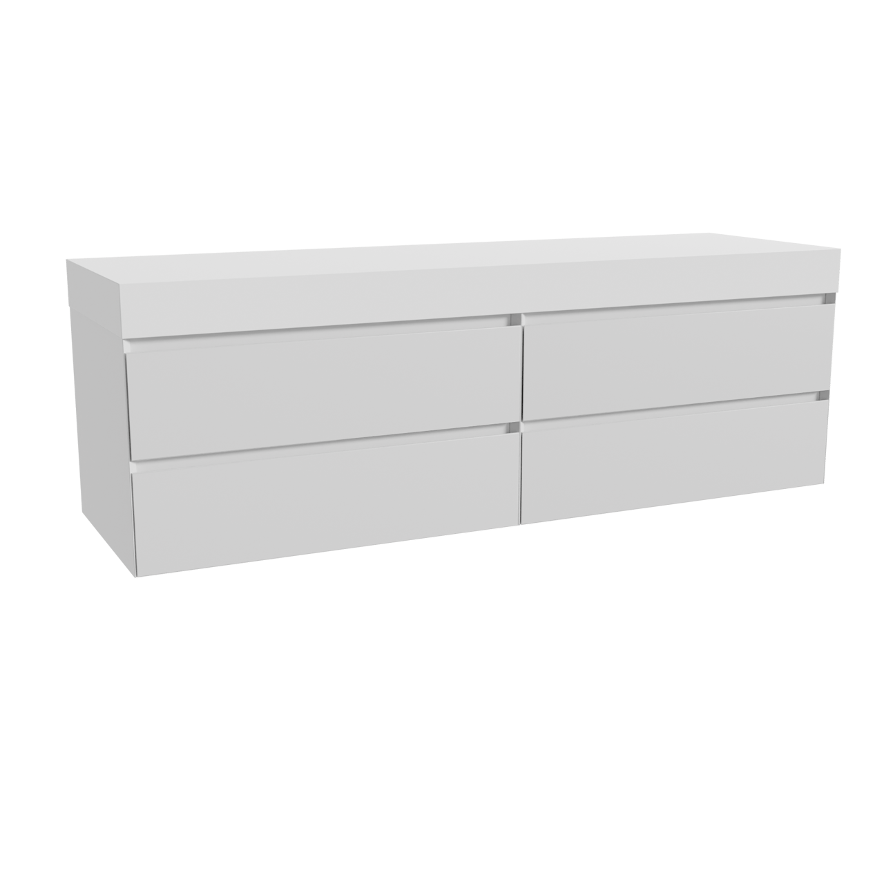 Balmani Mitra meuble salle de bains suspendu 180 x 55 cm blanc mat avec Dominus tablette simple ou double en solid surface blanc mat