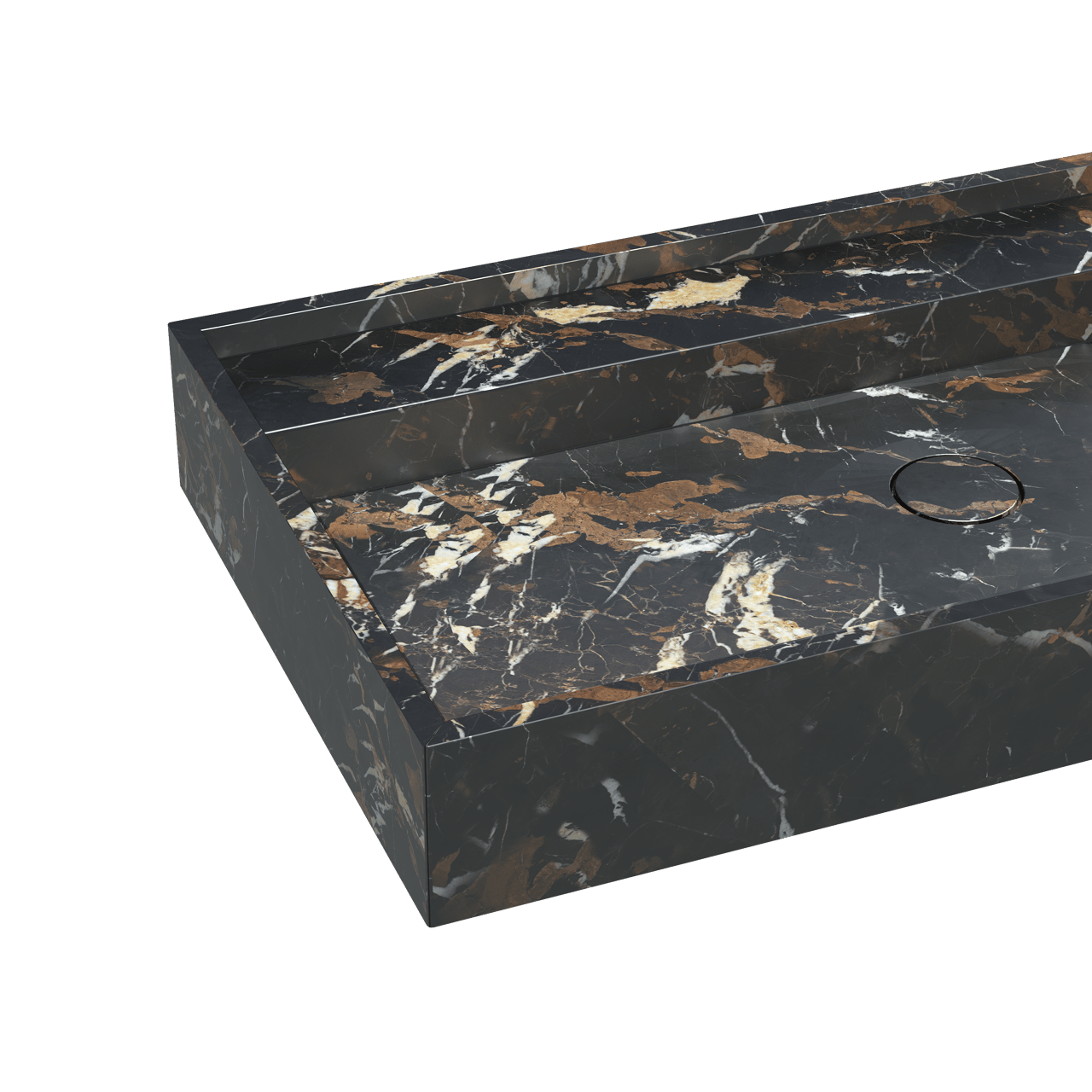 Balmani Cubo asymmetrisch linkse wastafel Portoro Gold marmer 90 x 49 cm