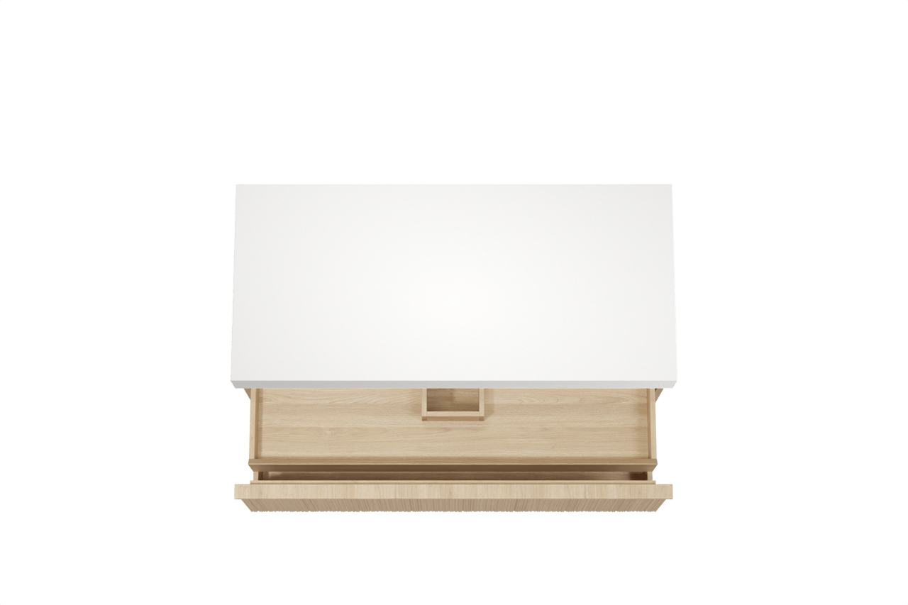 Balmani Forma meuble salle de bains suspendu 120 x 55 cm chêne naturel avec Dominus tablette simple ou double en solid surface blanc mat, Nervure circulaire asymétrique verticale