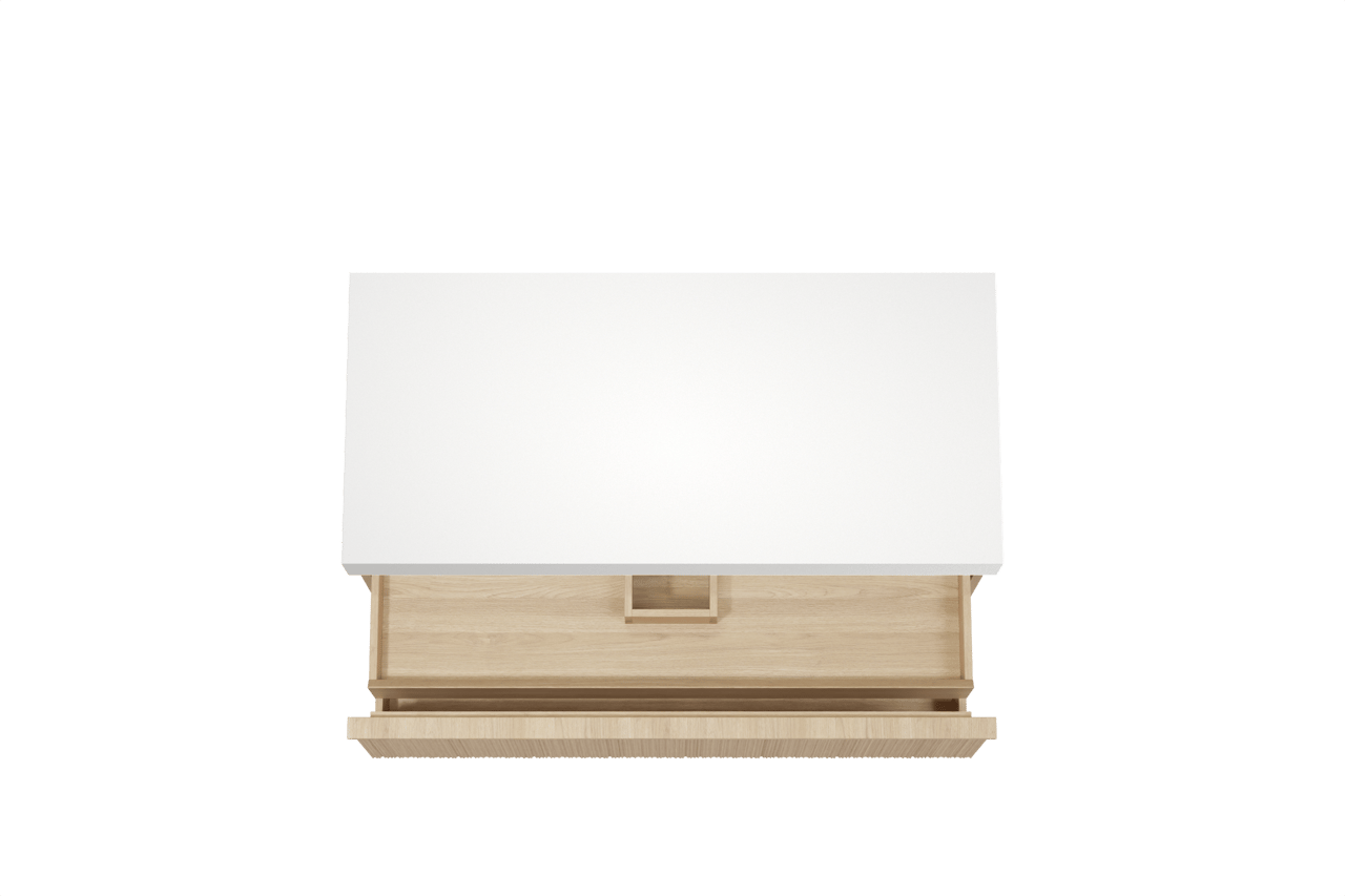 Balmani Forma zwevend badkamermeubel 120 x 55 cm natuur eik met Dominus enkel of dubbel tablet in solid surface mat wit, Verticale asymmetrische ronde ribbel