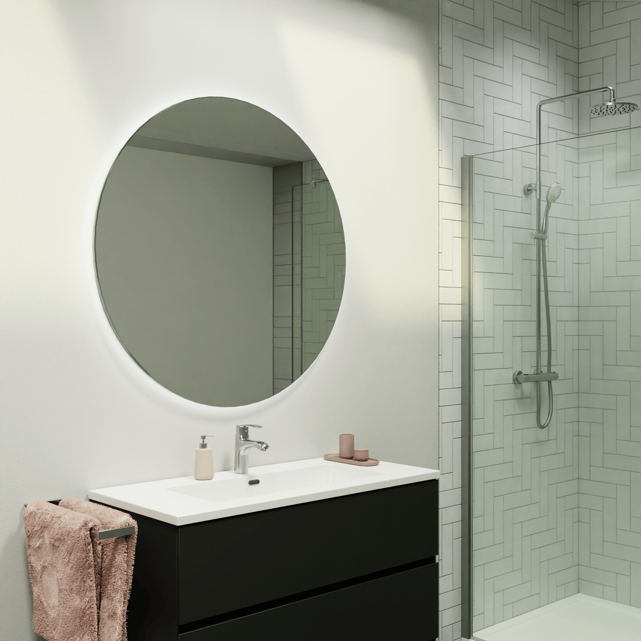 Storke Disc rond badkamerspiegel Ø 100 cm met spiegelverlichting