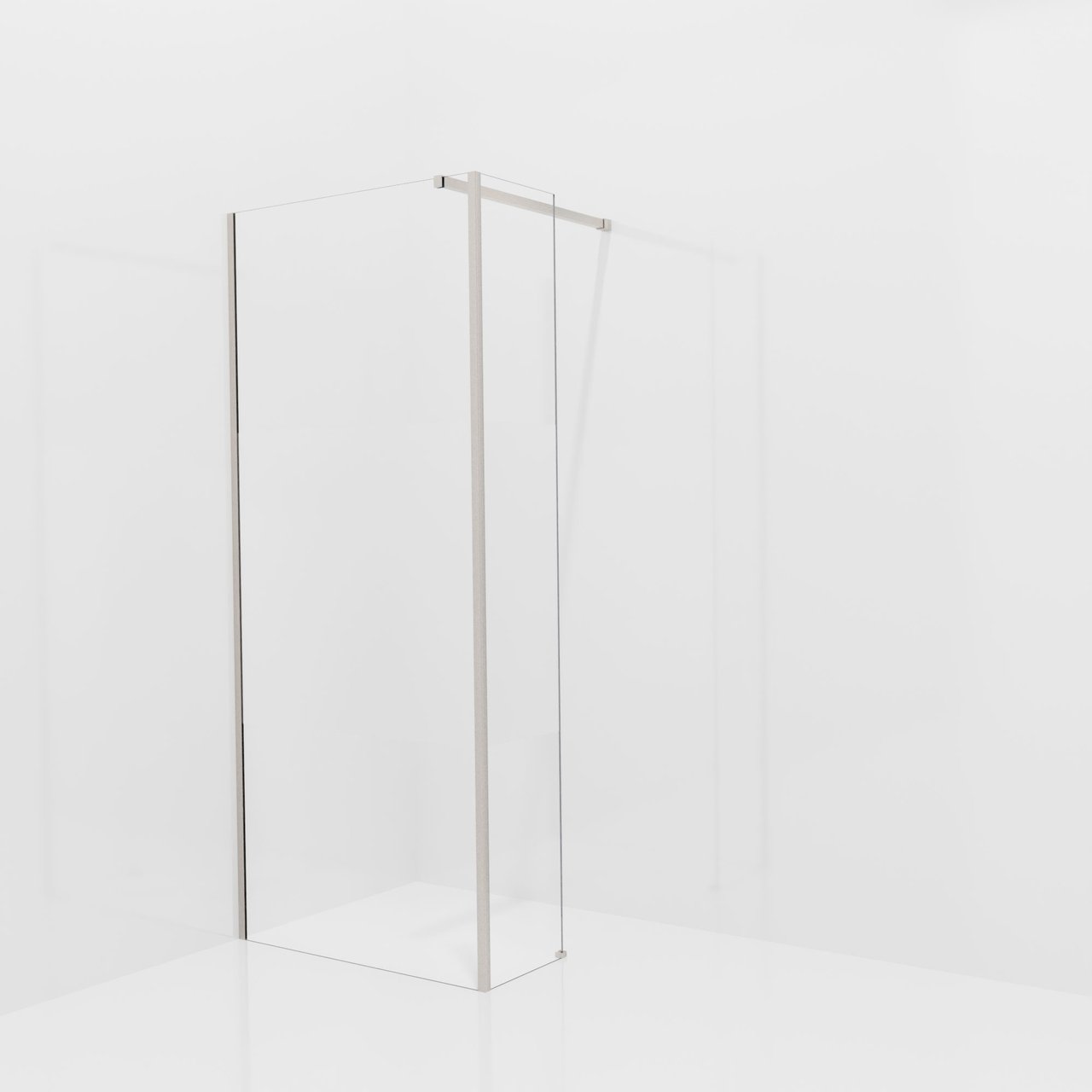 Balmani Modular Walk-In Dusche mit fester Seitenwand: 90 x 200 cm, Klarglas mit mattiertem Streifen, inklusive Coating, Profil Brushed CoolMetal