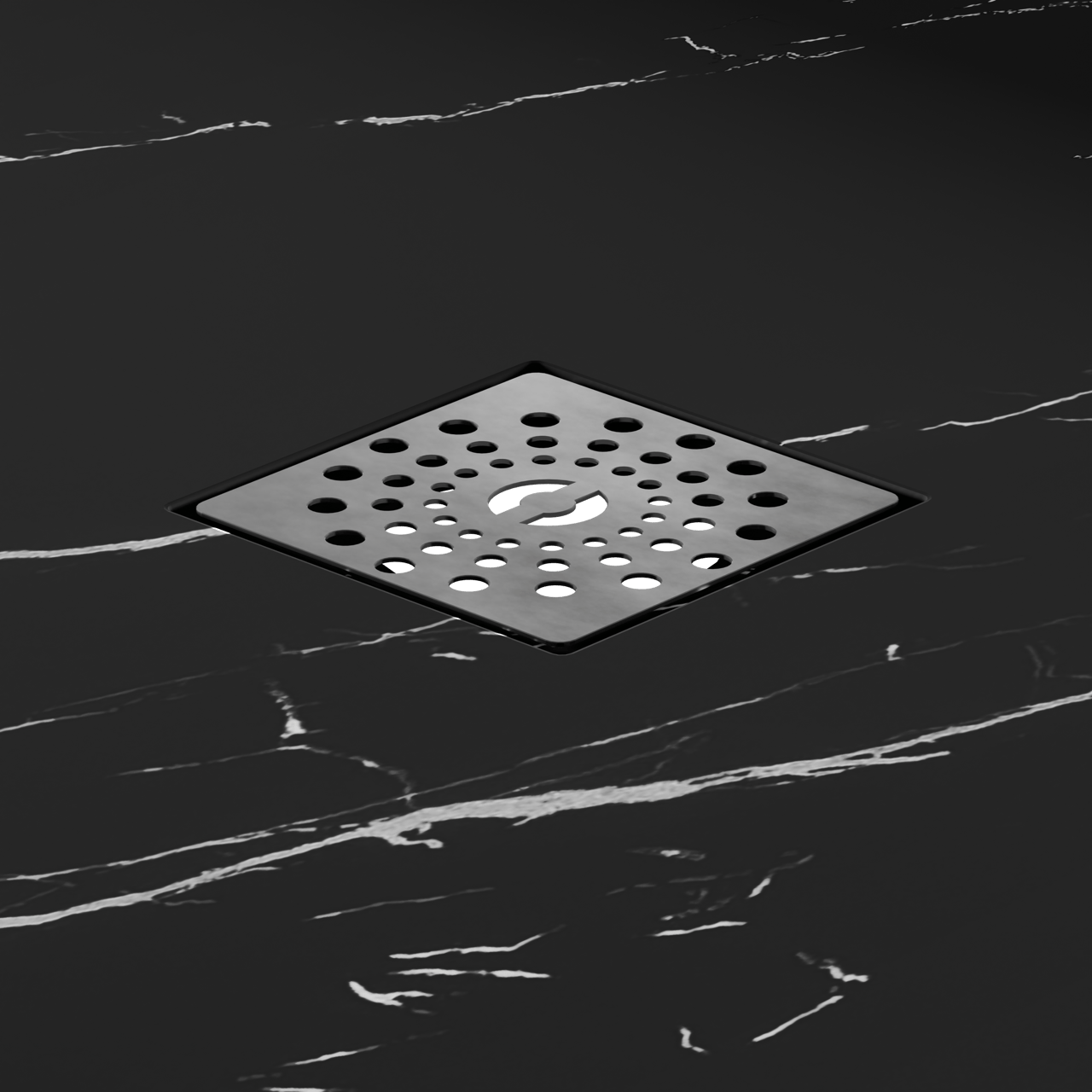 Linie Lido receveur de douche 80 x 80 cm marbre composite aspect marbre noir texture ardoise