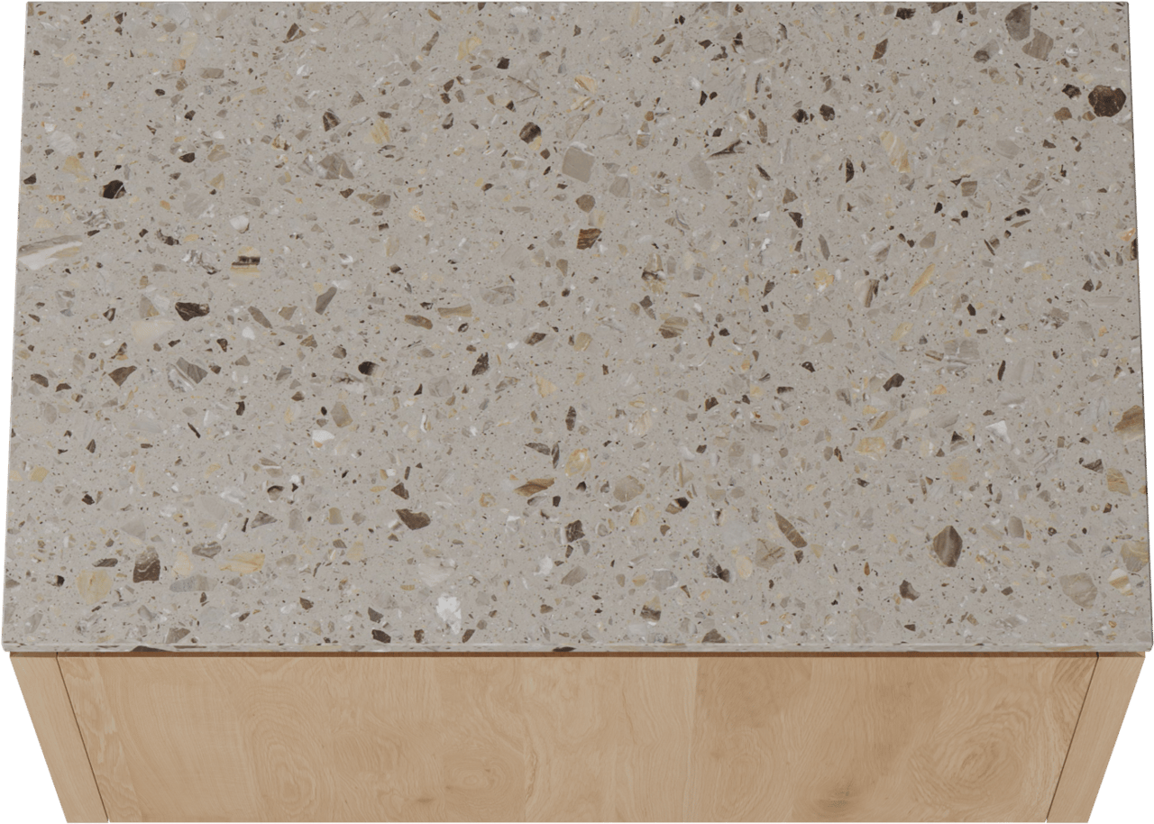 Balmani Eclips meuble salle de bains suspendu 90 x 55 cm Chêne naturelle avec Stretto tablette simple en Terrazzo greige