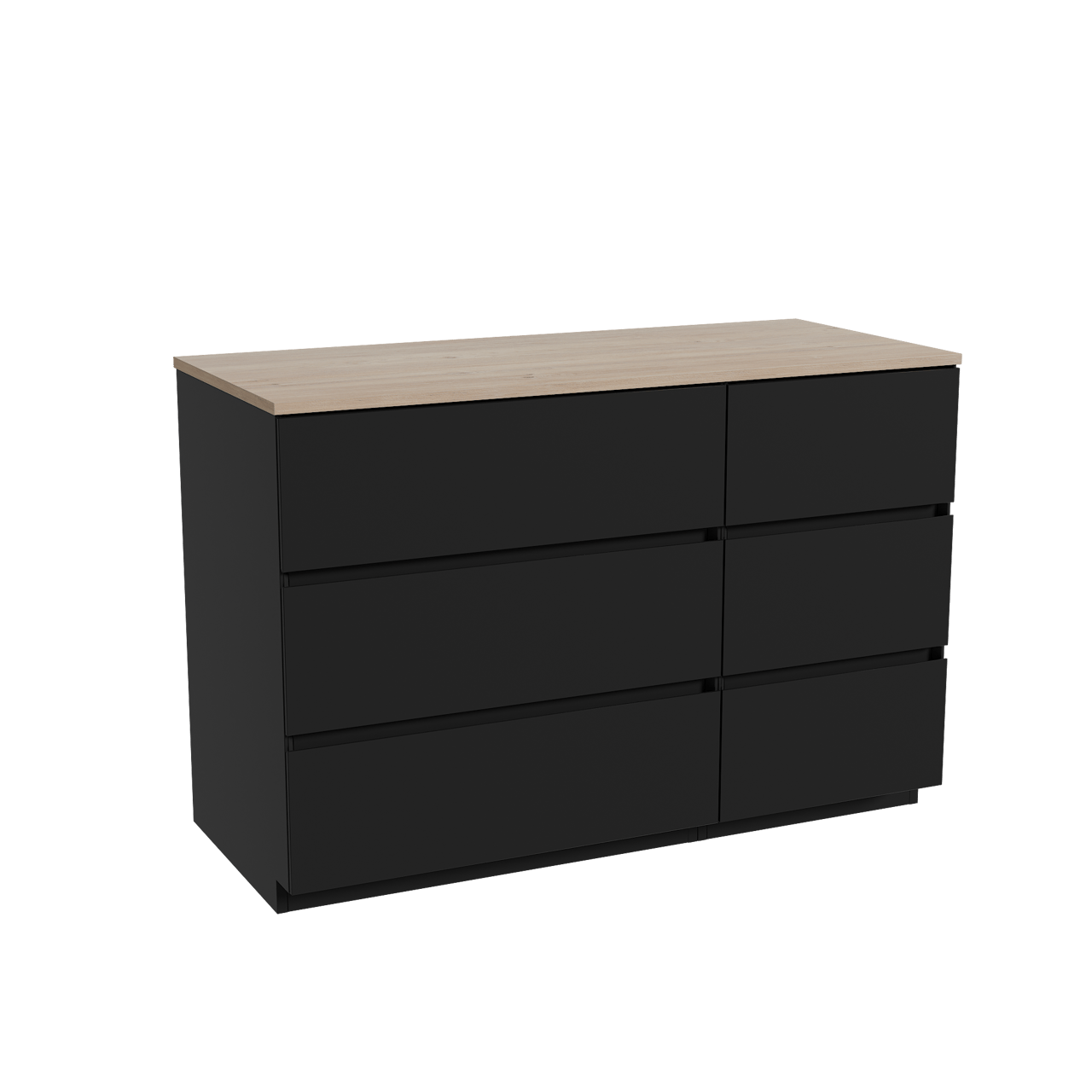 Storke Edge staand badkamermeubel 120 x 52 cm mat zwart met Panton enkel of dubbel tablet in melamine ruwe eik