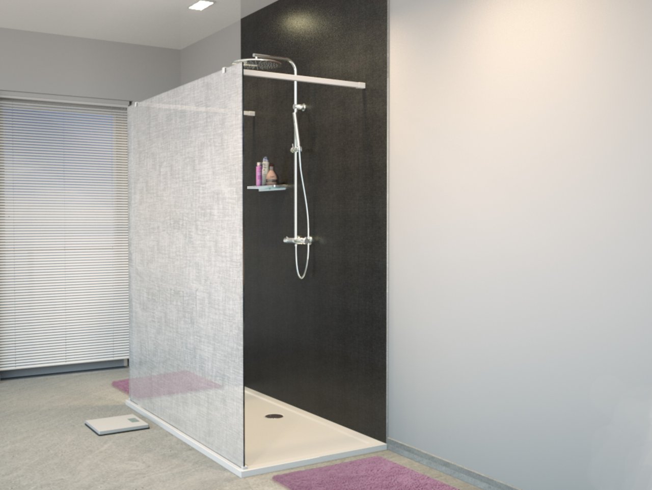 Balmani Modular inloopdouche met vrijstaande wand 180 x 200 cm linnen wit glas glanzend chroom profiel