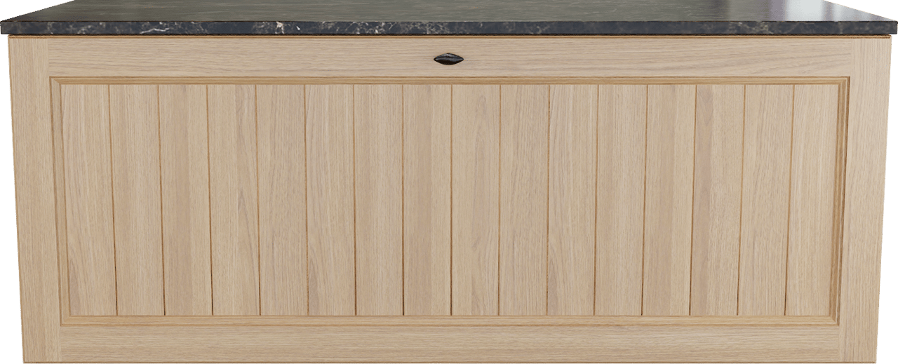 Balmani Lemon zwevend badkamermeubel 135 x 55 cm, fineer natuur eik met Stretto enkel of dubbel tablet in dark emperador
