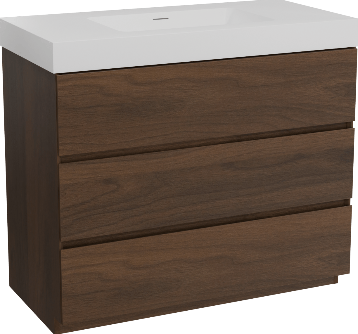 Storke Edge staand badmeubel 105 x 52 cm notenhout met Mata High enkele wastafel in solid surface mat wit