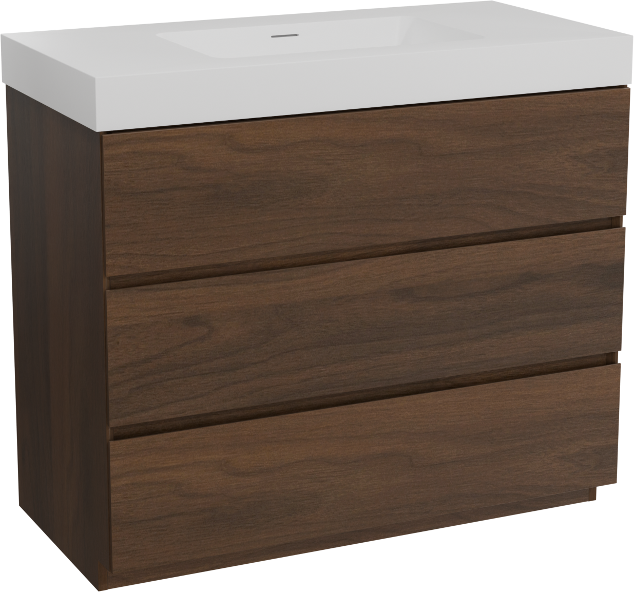 Storke Edge meuble salle de bains à poser 105 x 52 cm noyer avec Mata High plan simple en solid surface blanc mat