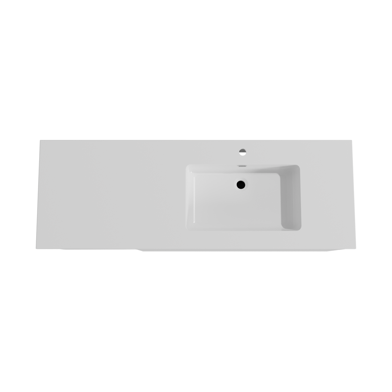 Storke Edge meuble salle de bains suspendu 150 x 52 cm blanc mat avec Diva plan vasque asymétrique à droite en marbre composite blanc brillant