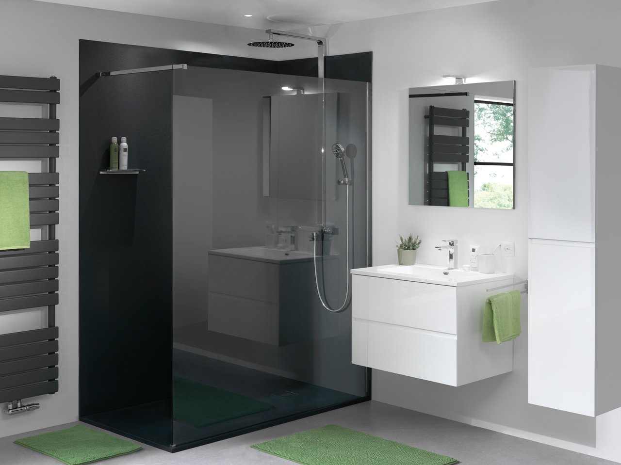 Balmani Zeno panneau mural de douche 140 x 220 cm marbre composite gris graphite texture ardoise