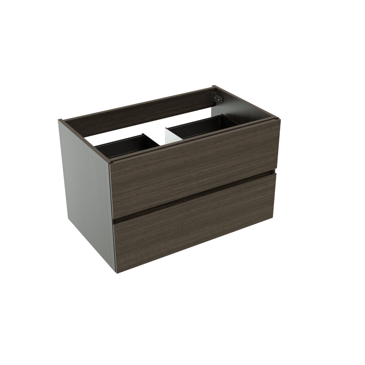 Storke Edge hängender Waschbeckenunterschrank: 85 x 52 cm, Eiche dunkel, 2 Schubladen