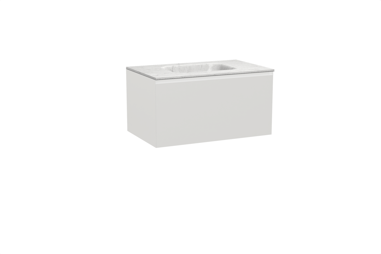 Balmani Idra meuble salle de bains suspendu 90 x 55 cm blanc mat avec Tablo Arcato plan simple en marbre carrare