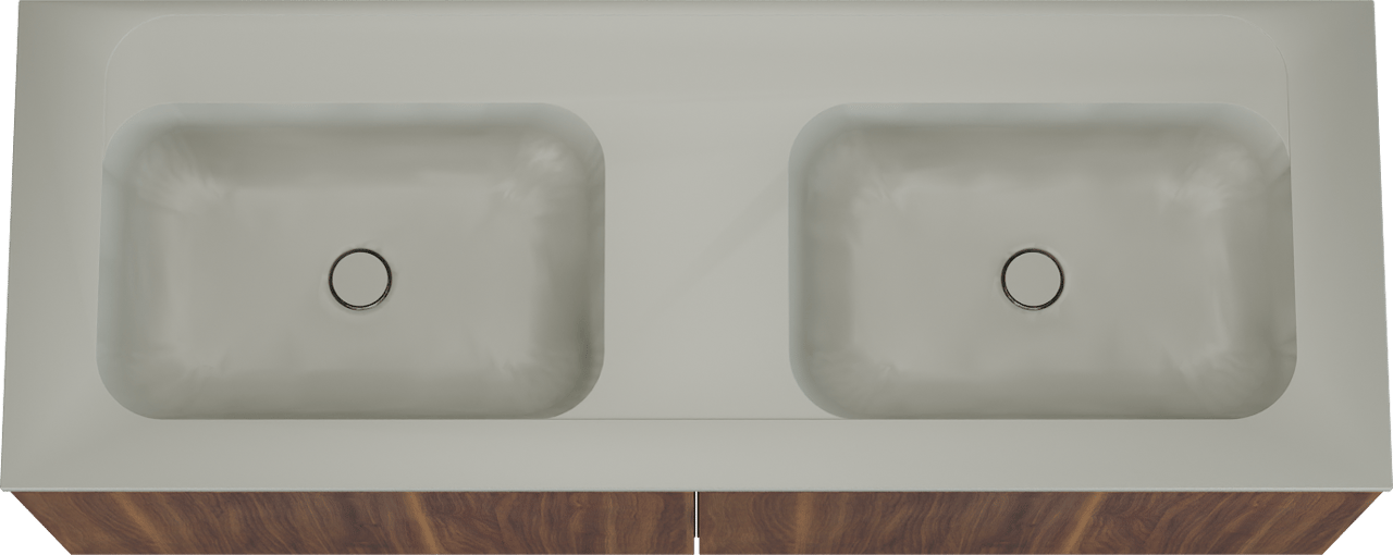 Balmani Sfera meuble salle de bains suspendu 150 x 55 cm noyer américain avec Tablo Strada double vasque en marbre composite soie grise