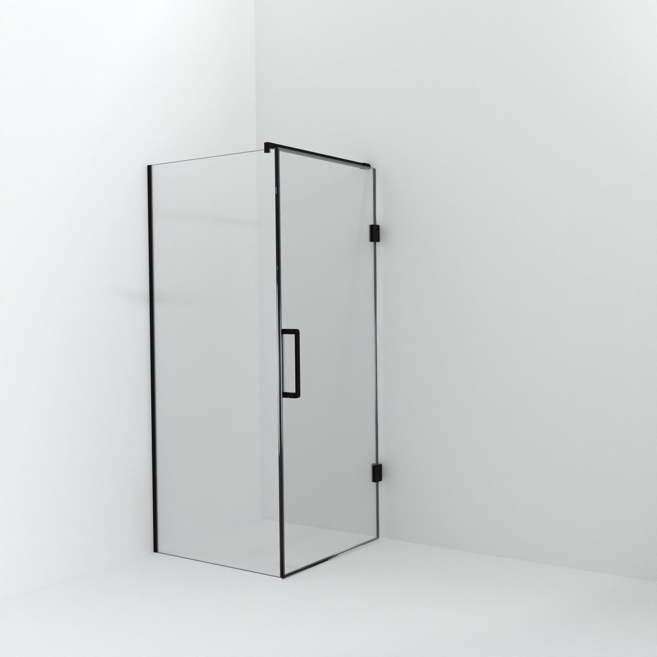 Balmani Modular douche à l'italienne avec porte: 90 x 200 cm avec porte 90 cm, Verre transparent avec coating, Profil Noir mat