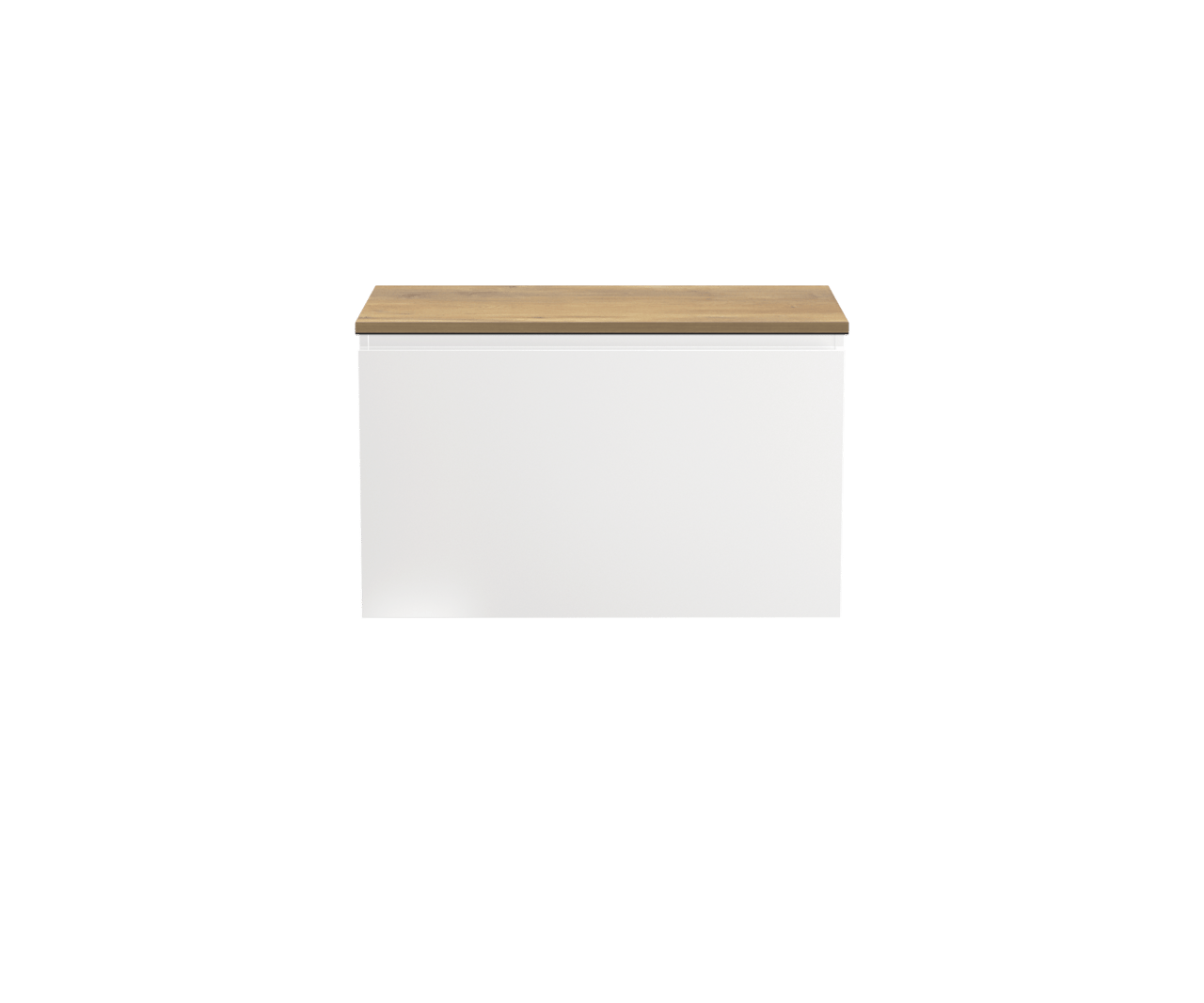 Linie Lado hängendes Möbelstück Set: 80 x 46 cm, Weiß glänzend, mit Lado Einzel Waschtischplatte, Melamin Naturbelassene Eiche