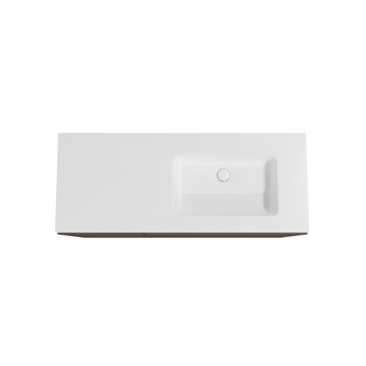 Storke Edge meuble salle de bains à poser 130 x 52 cm noyer avec Mata plan vasque asymétrique à droite en solid surface blanc mat