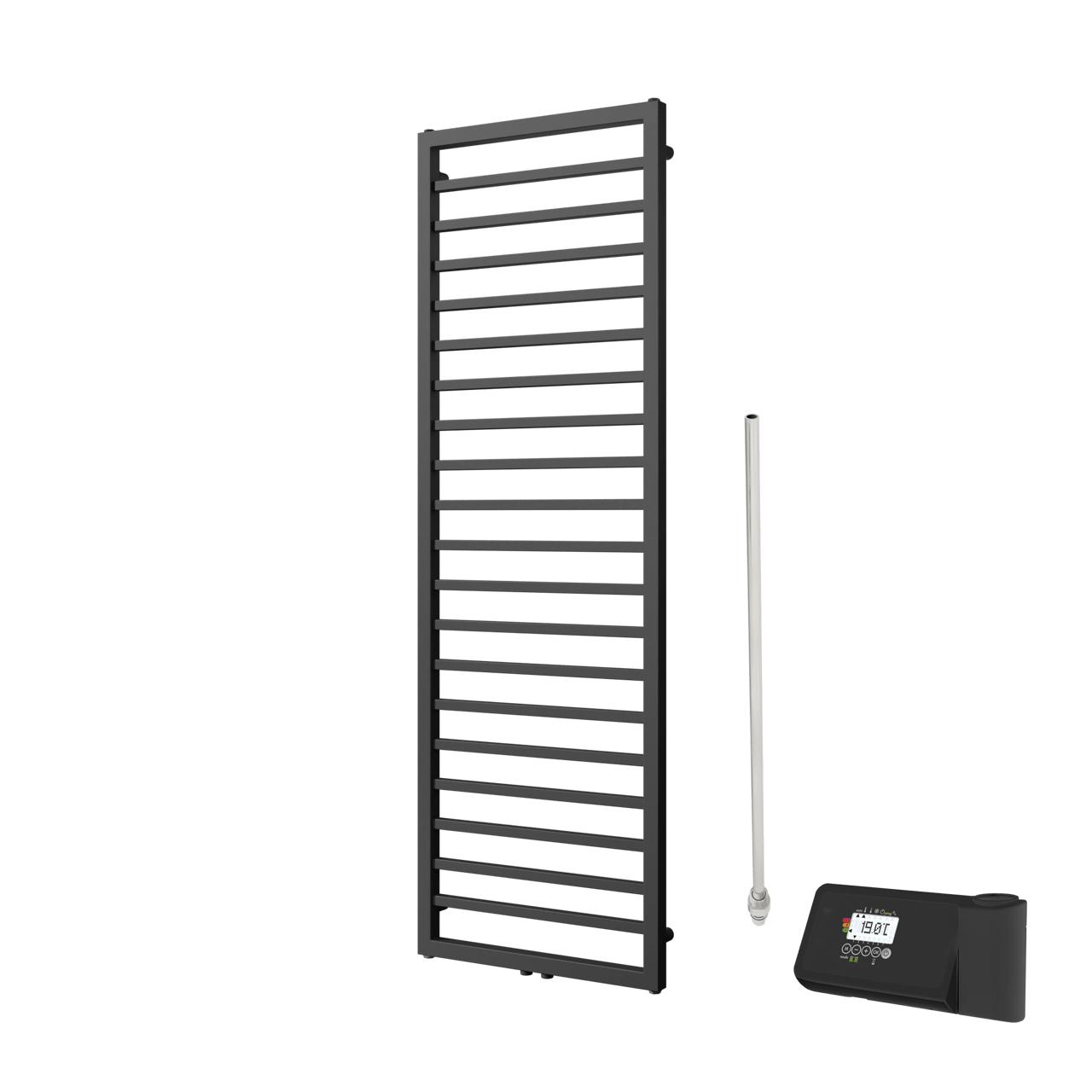 Vipera Listona sèche-serviettes Simple 50 x 180 cm chauffage électrique noir mat raccordement latéral et central possible 728W, résistance incluse