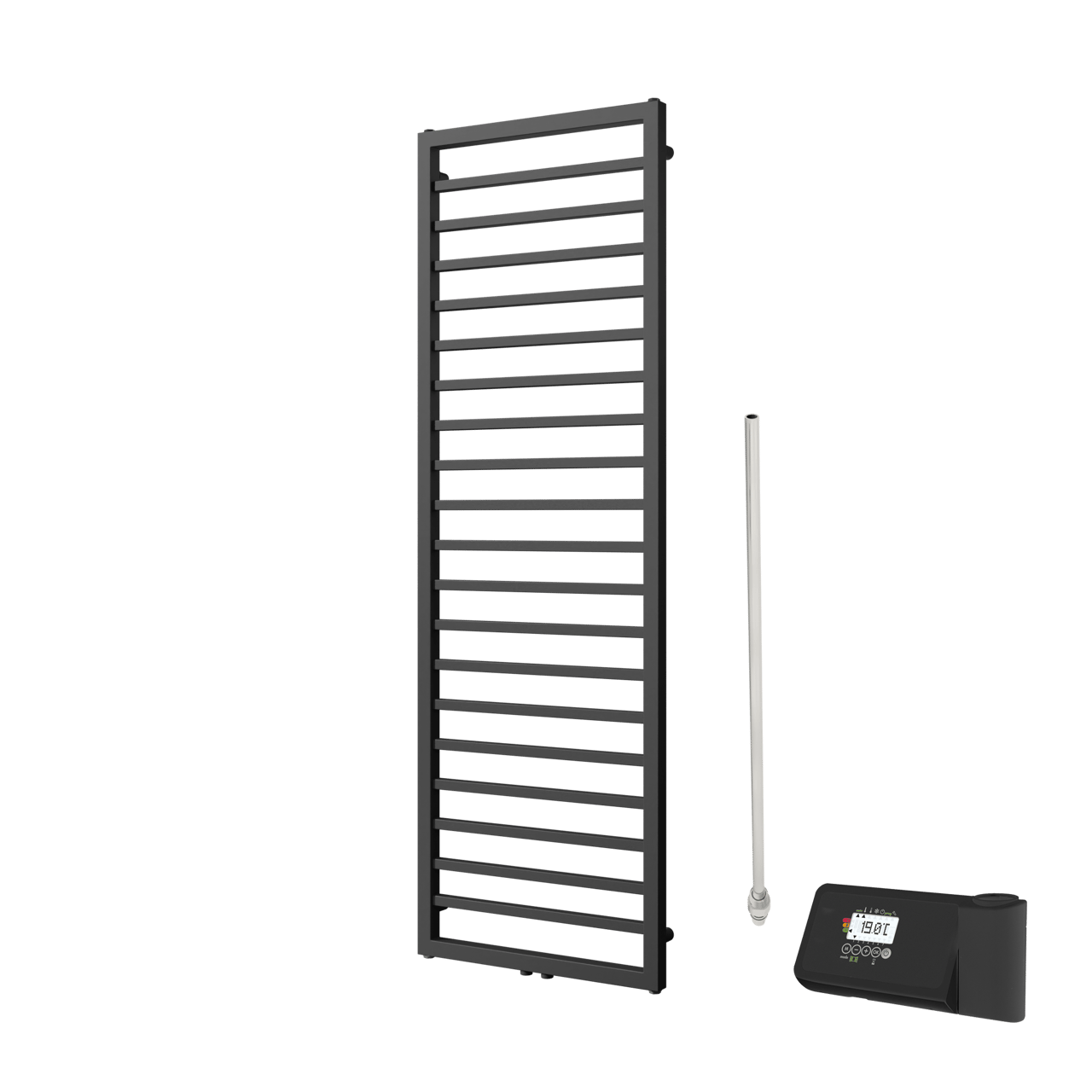 Vipera Listona sèche-serviettes Simple 50 x 180 cm chauffage électrique noir mat raccordement latéral et central possible 728W, résistance incluse