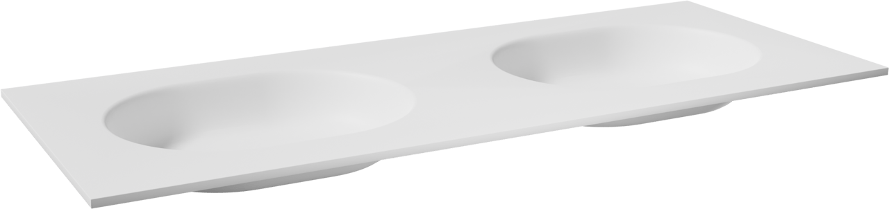 Balmani Tablo Oval dubbele wastafel mat witte Solid Surface 135 x 55 cm