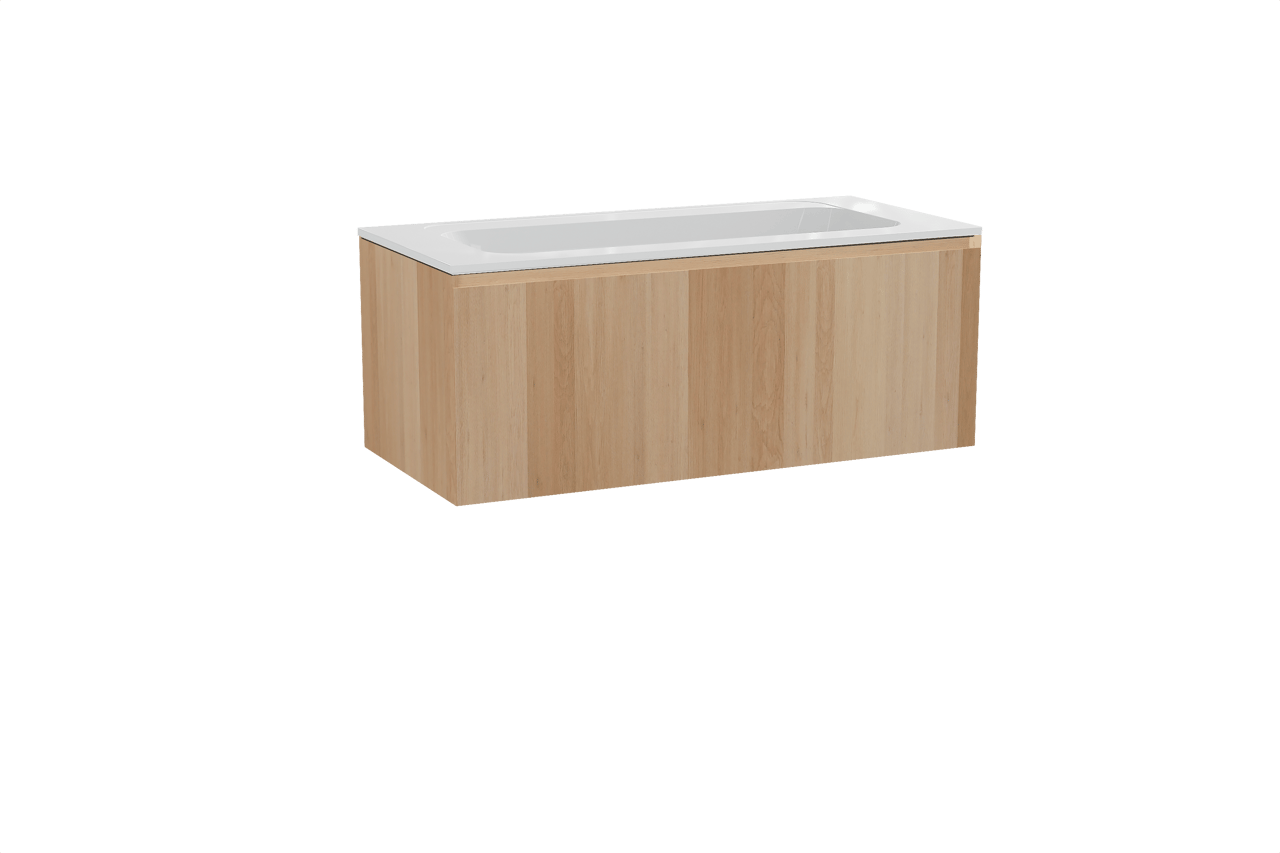 Balmani Idra meuble salle de bains suspendu 120 x 55 cm chêne naturel avec Tablo Strada plan simple en marbre composite blanc brillant