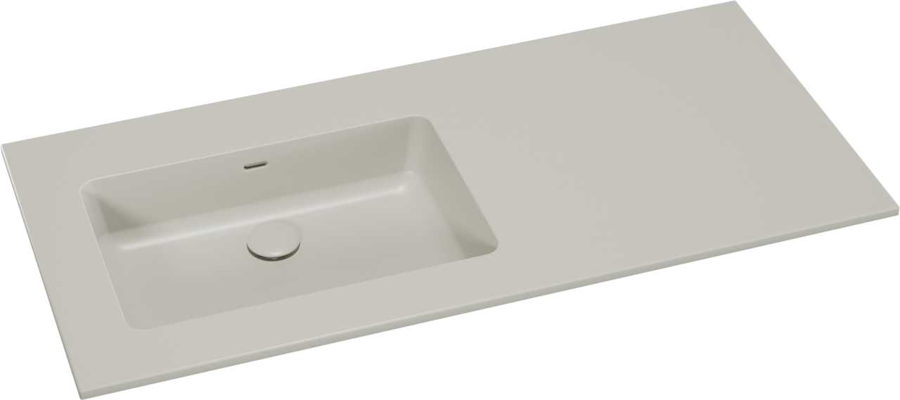 Storke Diva plan vasque asymétrique à gauche top solid soie grise matte 110 x 52 cm