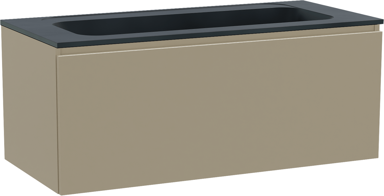 Balmani Sfera meuble salle de bains suspendu 120 x 55 cm dune avec Tablo Strada lavabo simple pour 2 trous de robinet en marbre composite noir mat